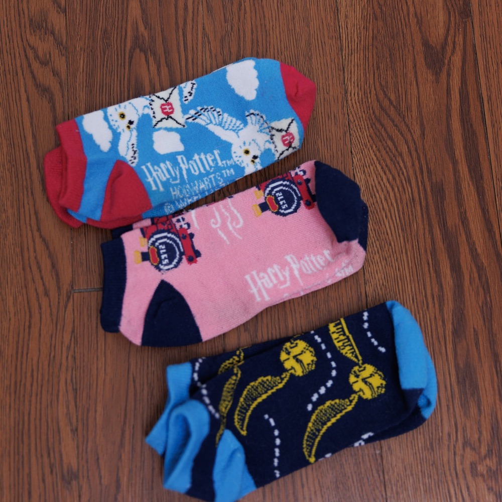 Harry Potter Kids Ankle Socks 3 Pair Set Hedwig Hogwarts Express Snitch Multi